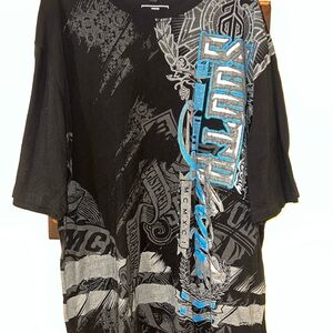 Vintage Y2K SouthPole Shirt Mens 4XB Black Grunge AOP Streetwear Double Sided